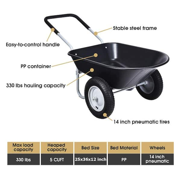 WELLFOR 5 cu. ft. Plastic Garden Dolly Post Hole Digger Utility