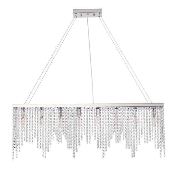 aiwen Modern 39.4 in. 8-Light Rectangle Raindrop Crystal