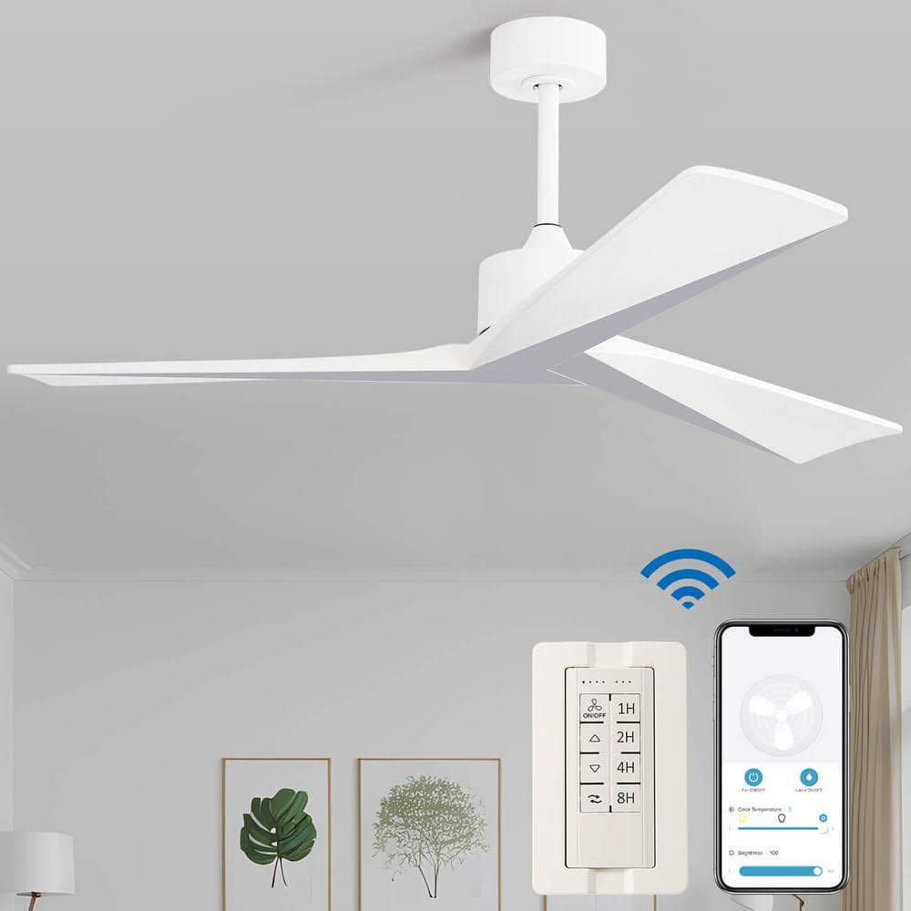 Sofucor 52 in. Indoor/Outdoor Smart 6-Speed Ceiling White Fan with Remote  and App Control ZHT-52K068-WHSL - The Home Depot