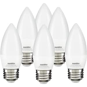 60-Watt Equivalent B13 Dimmable E26 Base LED Frosted Chandelier Bulbs, Daylight 5000K (6-Pack)