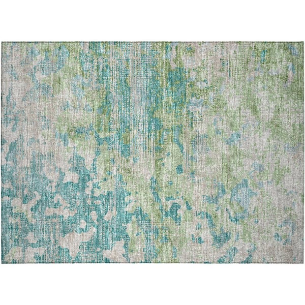 Accord Green 1 ft. 8 in. x 2 ft. 6 in. Abstract Indoor/Outdoor Washable Area Rug