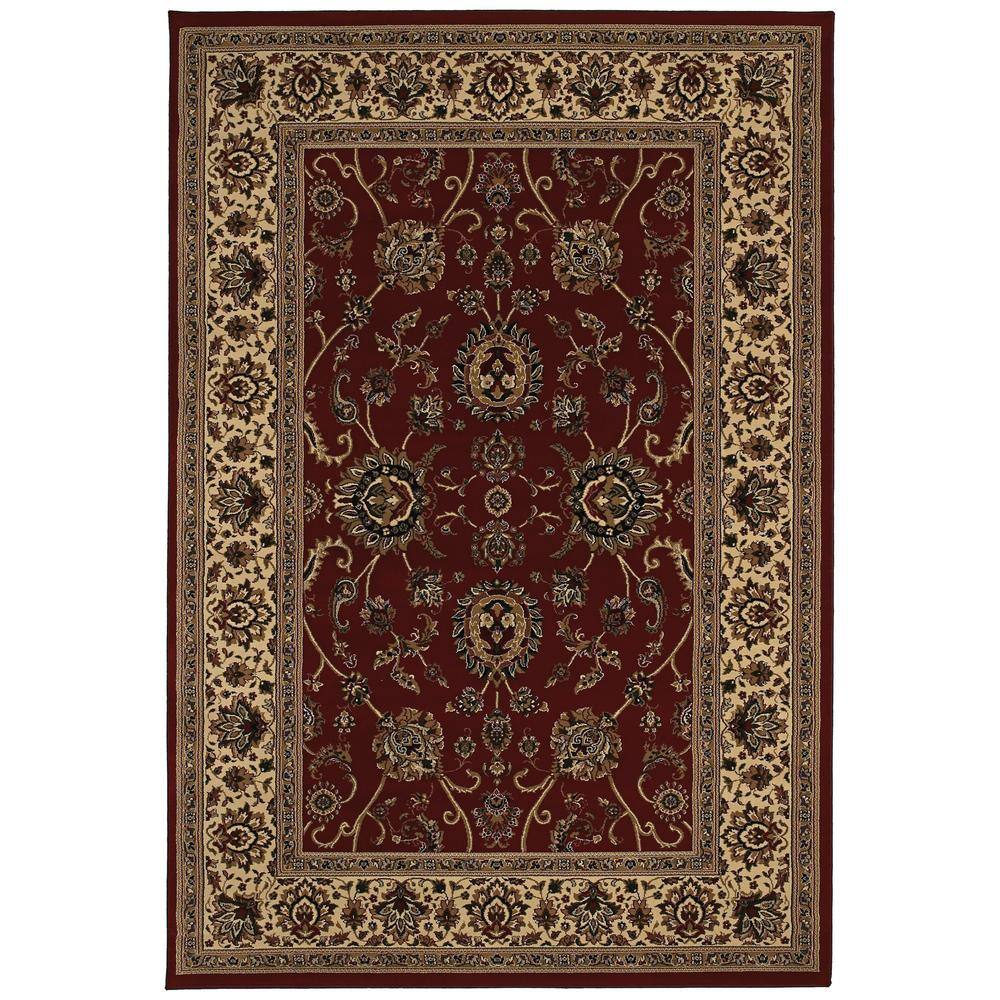 AVERLEY HOME Alyssa Red/Ivory 8 ft. x 8 ft. Square Traditional Border ...