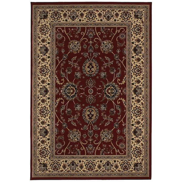 AVERLEY HOME Alyssa Red/Ivory 8 ft. x 8 ft. Square Traditional Border Area Rug