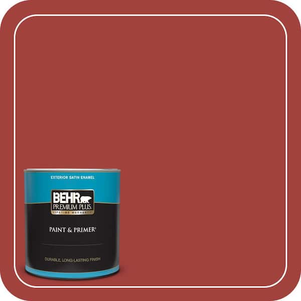 BEHR PREMIUM PLUS 1 qt. Home Decorators Collection #HDC-SM16-12 Tomato Slices Satin Enamel Exterior Paint & Primer