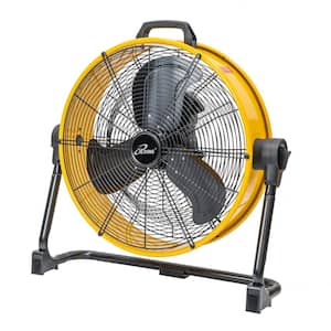 20 in. Step-less Speed Adjustment 5703 CFM Heavy Duty High Velocity Barrel Floor Drum Fan in Yellow with DC Motor