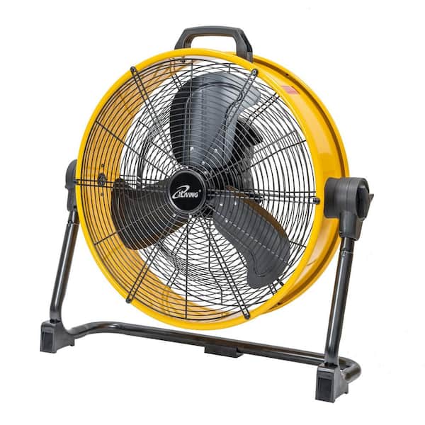 iLIVING 20 in. Step-less Speed Adjustment 5703 CFM Heavy Duty High Velocity Barrel Floor Drum Fan in Yellow with DC Motor