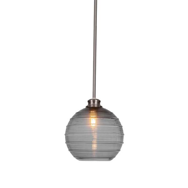 Unbranded Melbourne 60-Watt 1-Light Brushed Nickel Shaded Mini Pendant Light with Glass Shade