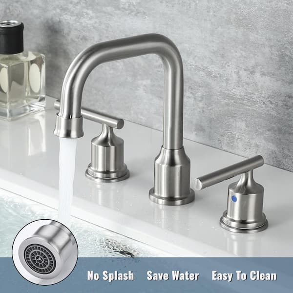 8 in. Widespread 2-Handle Bathroom Faucet with Pop Up Drain, 3 Hole Bathroom Sink Faucet in Brushed Nickel (2-Pack)