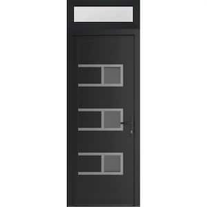 30 in. x 94 in. Left-hand/Inswing Mirrored Glass Matte Black Steel Prehung Front Door with Hardware