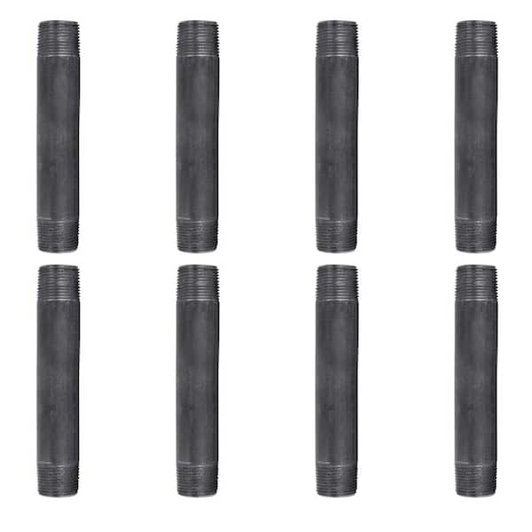 PIPE DECOR 3/4 in. x 5-1/2 in. Black Industrial Steel Grey Plumbing Nipple (8-Pack)