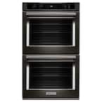 27 in. Double Electric Wall Oven Self-Cleaning with Convection in Black Stainless