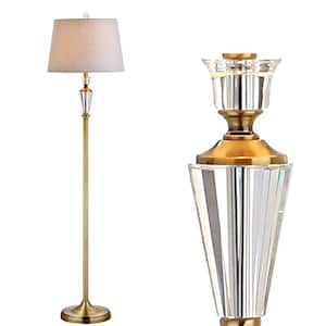 Harper 61 in. Brass Gold/Clear Crystal/Metal Floor Lamp