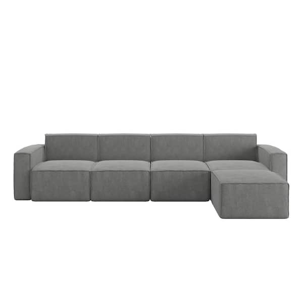 Carnegy Avenue 5-Piece Dark Gray Fabric Living Room Sectional Sofa