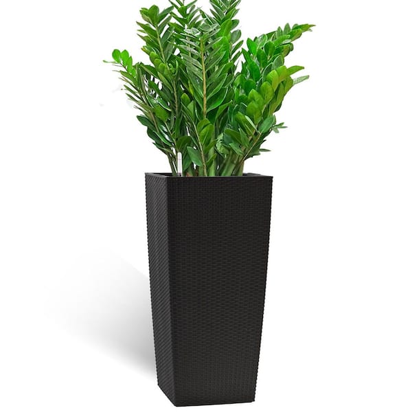 Paula 30.12 in. H Black Polypropylene Large Square Planter with Self-Watering, Inner Bucket and Drainage Holes
