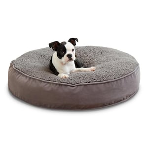 Scout Deluxe Small Round Gray Sherpa Dog Bed