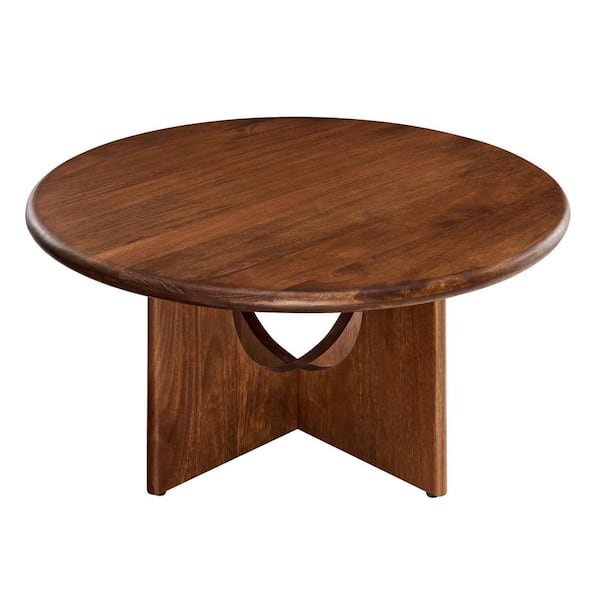 Rivian 34 in. Walnut Round Solid Wood Coffee Table
