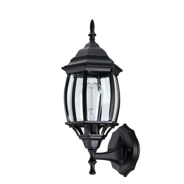 Hukoro KA 1-Light 17 in. Matte Black Outdoor Hardwired Wall Lantern Sconce