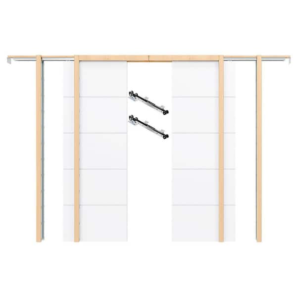 TENONER 60 in. x 80 in. White Primed 6 Panel Hollow Core Wood
