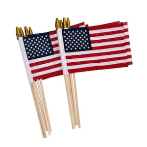 12-Piece 0.5 ft. x 0.3 ft. Polyester Mini USA Hand Held Stick Flag with Kid-Safe Spear Top