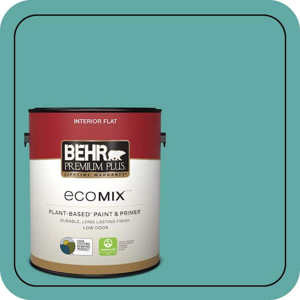 1 gal. #500D-5 Teal Zeal Flat EcoMix Plant-Based Interior Paint & Primer