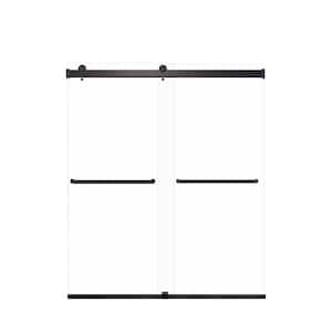 Brianna 60 in. W x 70 in. H Sliding Frameless Shower Door in Matte Black with Clear Glass