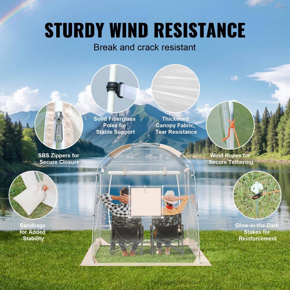 4-Person Clear PVC Camping Bubble Tent with Carry Bag