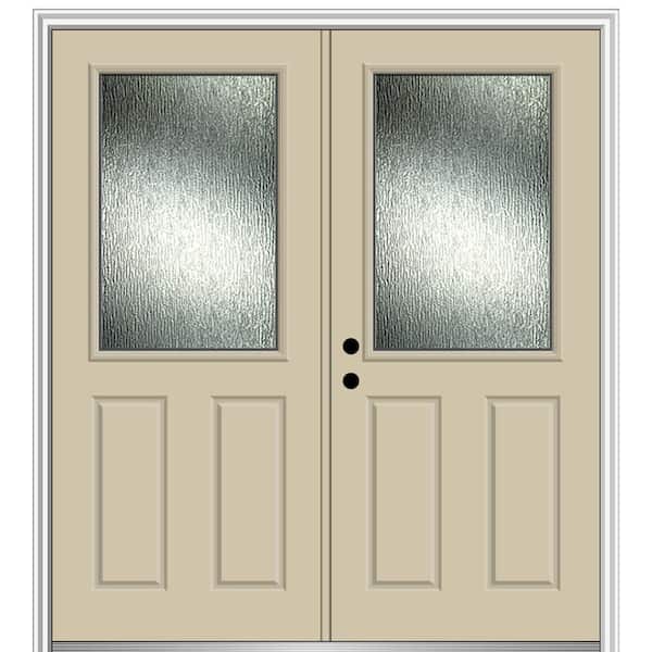 MMI Door Rain Glass 72 in. x 80 in. Right-Hand Inswing 1/2 Lite 2-Panel Painted Wicker Prehung Front Door on 6-9/16 in. Frame