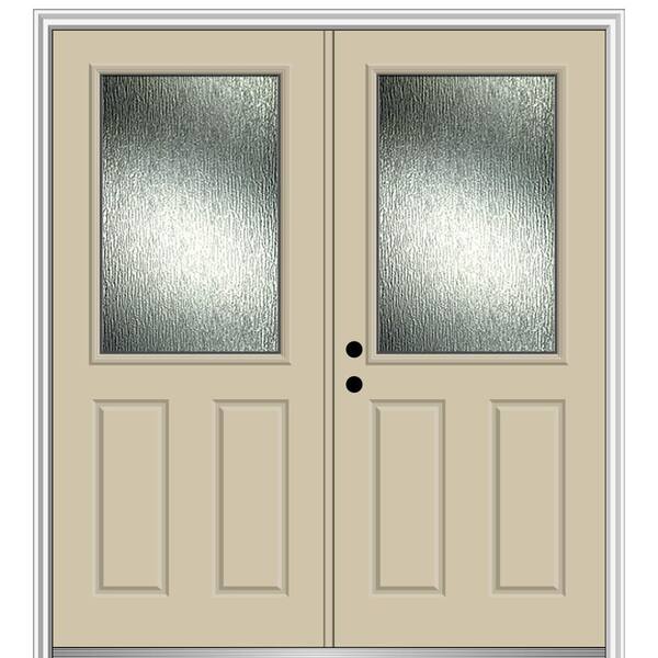 MMI Door 64 in. x 80 in. Right-Hand Inswing Rain Glass Wicker Fiberglass Prehung Front Door on 6-9/16 in. Frame
