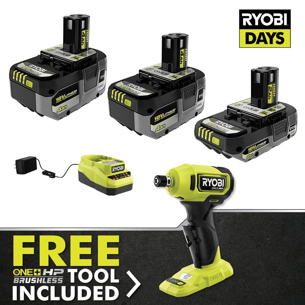 RYOBI ONE+ HP 18V Brushless Cordless Compact 1/4 in. Right Angle ...