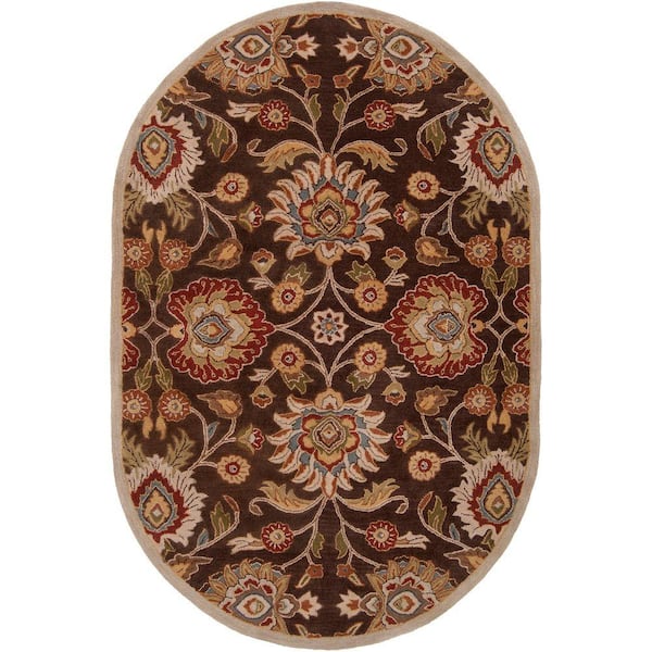 Livabliss Artes Chocolate 6 ft. x 9 ft. Oval Area Rug