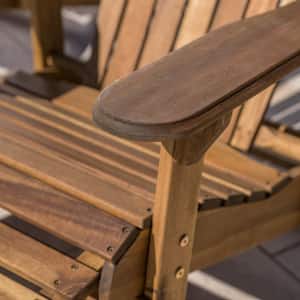 Oakley Natural Stained Reclining Wood Outdoor Patio Adirondack Chair with Footrest (2- Pack)