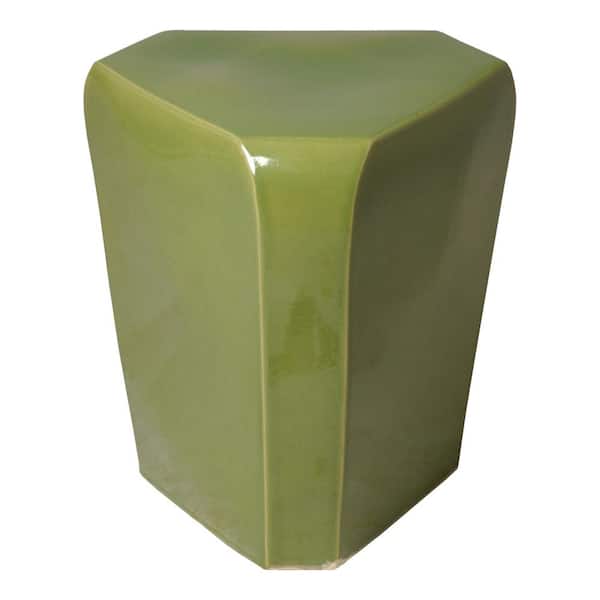 Emissary 18.5 in. H Celery Green Triangle Ceramic Garden Stool
