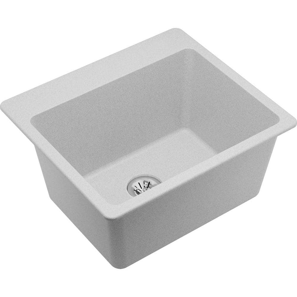 Elkay Quartz Classic White Quartz 25 in. Single Bowl DropIn Laundry