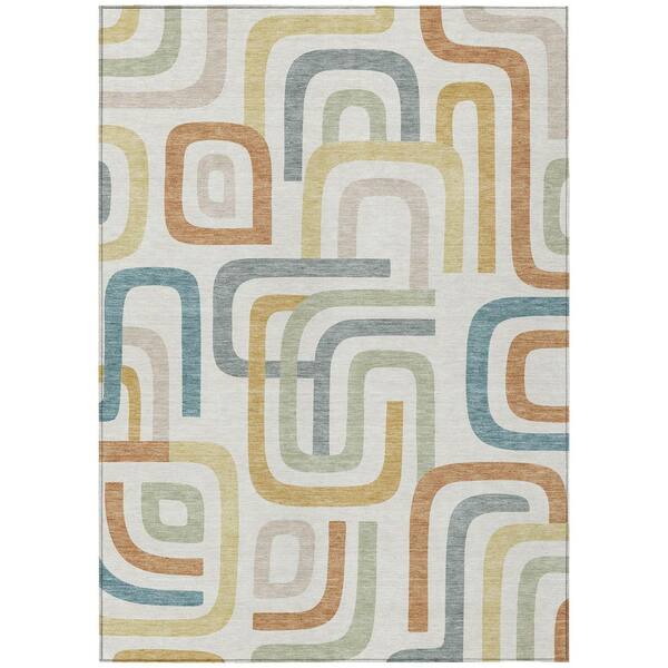 Chantille Machine Washable Indoor/Outdoor Abstract ACN2551 Ivory 8 ft. x 10 ft. Area Rug