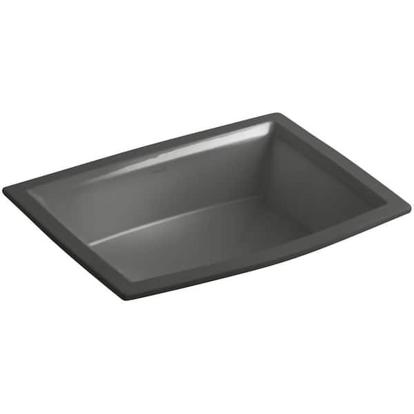 KOHLER Archer 20 in. Vitreous China Undermount Bathroom Sink in Thunder Grey with Overflow Drain