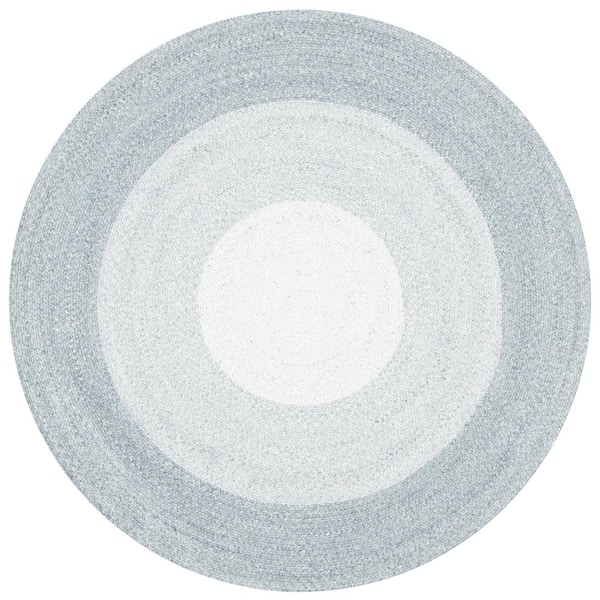 SAFAVIEH Braided Gray/Ivory 10 ft. x 10 ft. Round Solid Area Rug