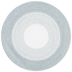 Braided Gray/Ivory 7 ft. x 7 ft. Round Solid Area Rug