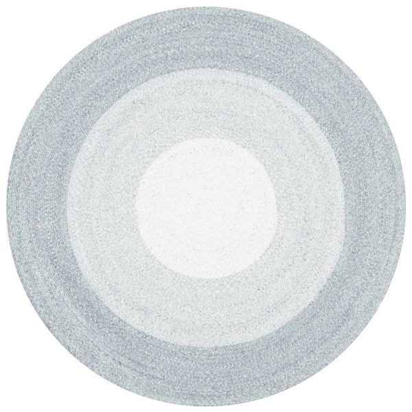 Braided Gray/Ivory 9 ft. x 9 ft. Round Solid Area Rug