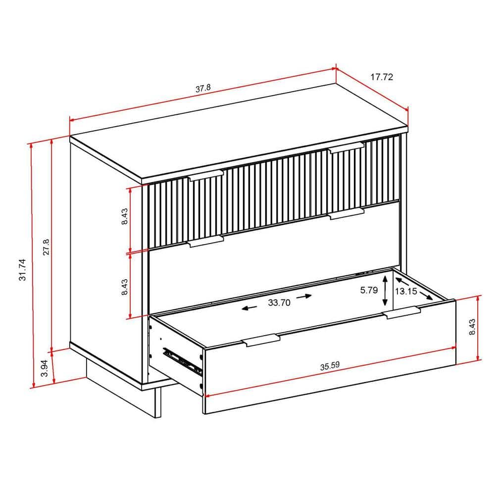 Granville Glam 41'' White Engineered Wood Horizontal Dresser