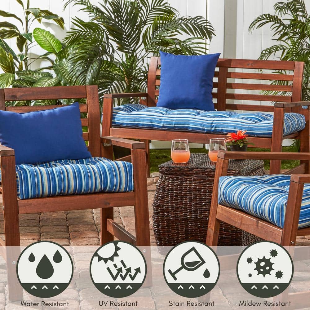 Sapphire Stripe 51" x 18" Reversible Outdoor Bench Cushion