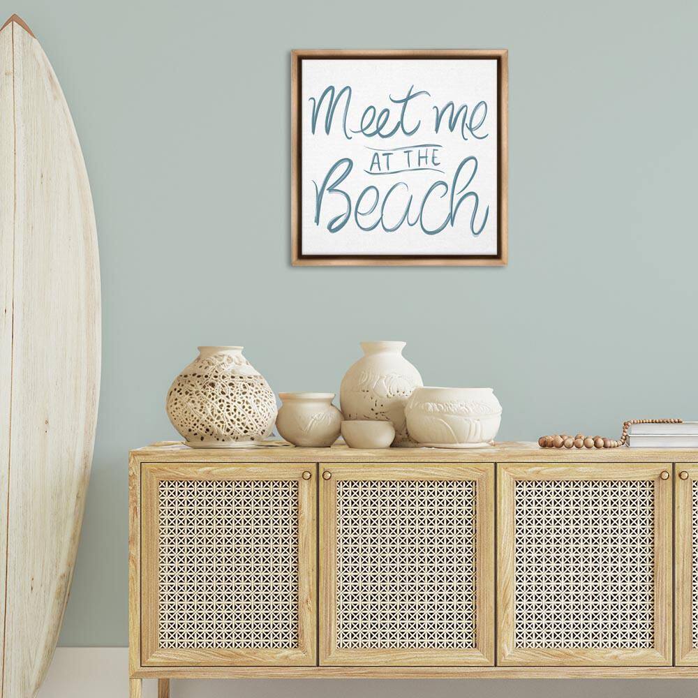 Minimal Meet At Beach by SunDance Group Brown Floater Frame Typography Graphic Art Print 25 in. x 25 in. price history on PriceWatchPro