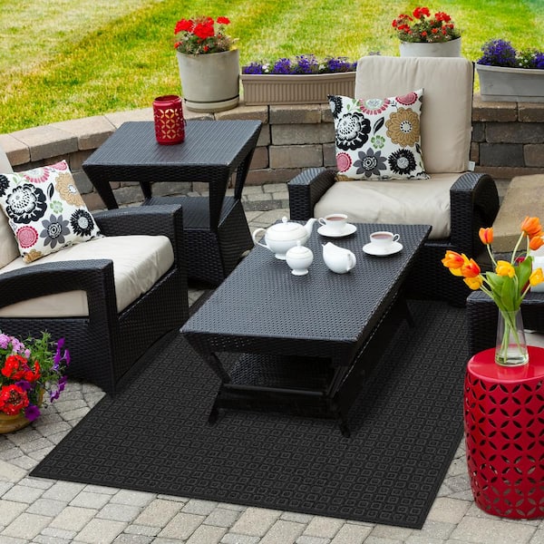 Recycled Onyx 5 ft. x 6.6 ft. Fiber and Rubber Non-Slip Indoor Outdoor Commercial Utility Floor Mat