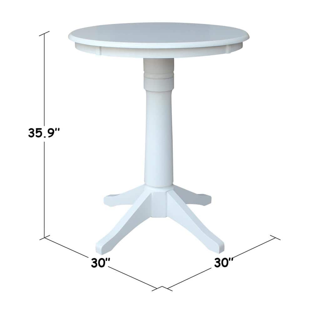 White Solid Wood Round Counter Height Table with 2 X-Back Stools
