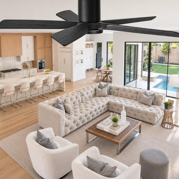 Overhead Fans Duclsaty 60 in Solid Wood Ceiling Fan with Light Remote Dimmable Full ...