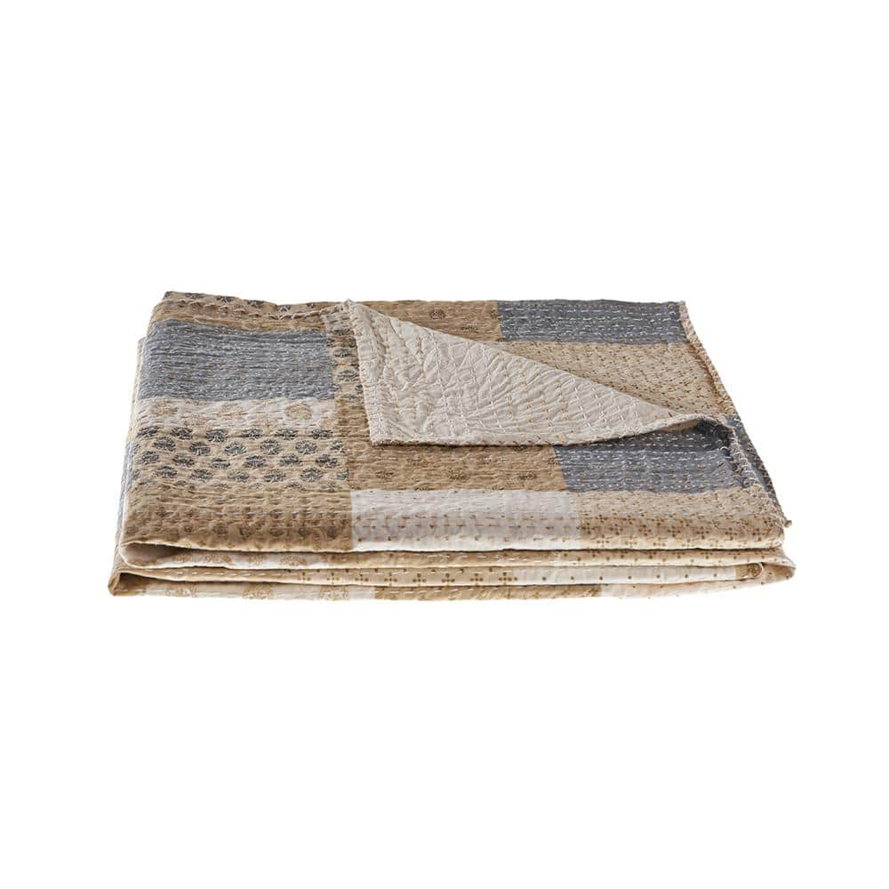 Soft Nude Cotton Patchwork Throw Blanket