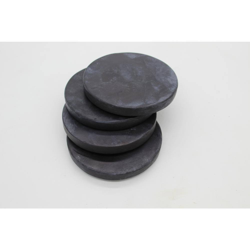 RUBBER BACKED BLACK DAMASK ON WHITE COASTERS SET OF 4 FABRIC TOP 