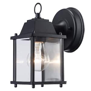 Patrician 1-Light Black Outdoor Wall Light Fixture with Clear Glass