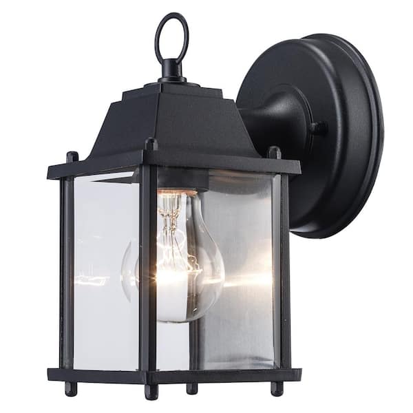 Bel Air Lighting Patrician 1-Light Black Outdoor Wall Light Fixture with Clear Glass