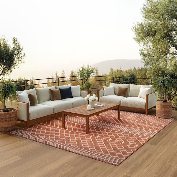 Positano Terracotta 9 ft. x 12 ft. Moroccan Contemporary Area Rug