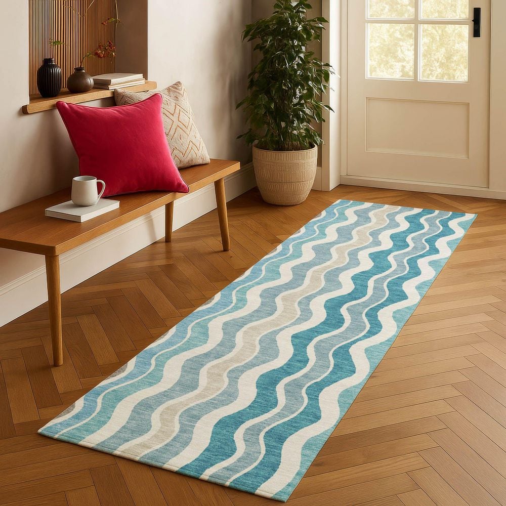 Chantille Machine Washable Indoor/Outdoor Abstract ACN2342 Teal 2 ft. 3 in. x 7 ft. 6 in. Runner Rug price history on PriceWatchPro